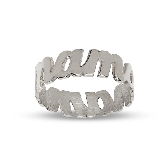 Script Mam .925 Sterling Silver Ring