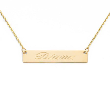 14K Yellow Gold Name Bar Necklace. kays jewelery, jewelery store, jewelery store near me, jewelery near me, jareds jewelery, jareds jewelery, jewelery sale, nameplate necklace, bar pendant with name, bar pendant with name, name necklace, gold chains for men, gold chains, mens necklaces, nameplate necklace, jewelery store in Brooklyn. 