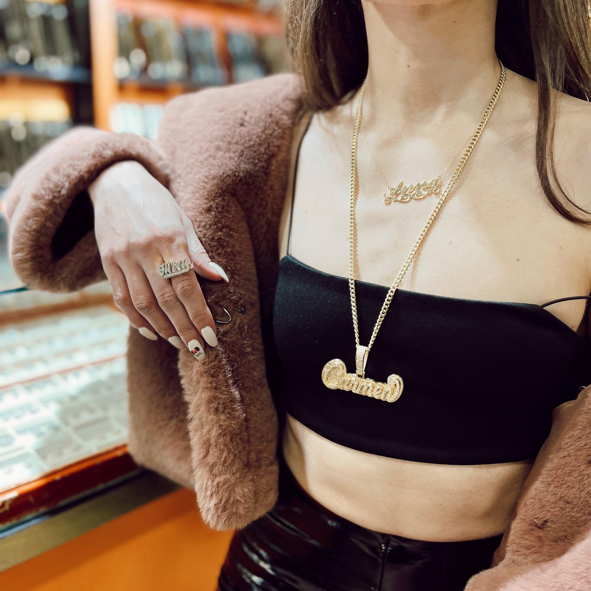 Gold Diamond Nameplate Necklace - Bargain Bazaar Jewelry