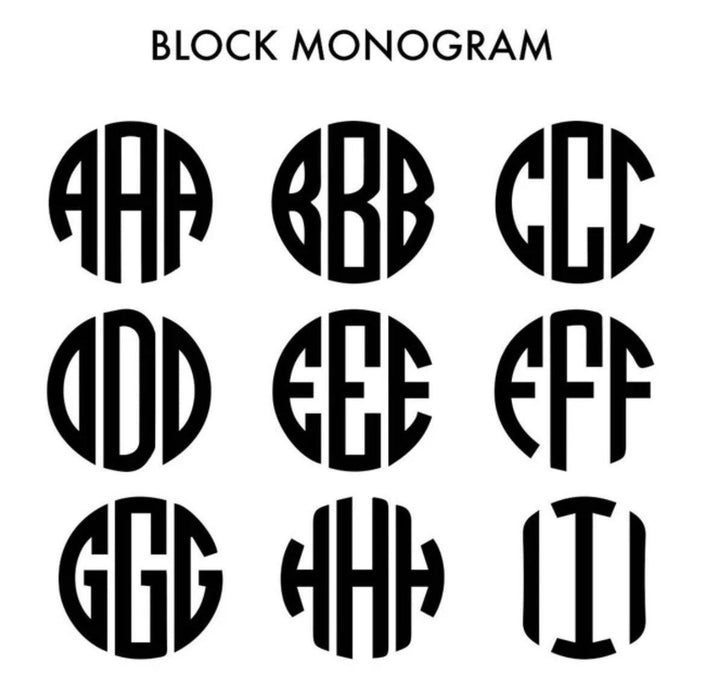 Block Three Initial Gold Monogram Necklace Large