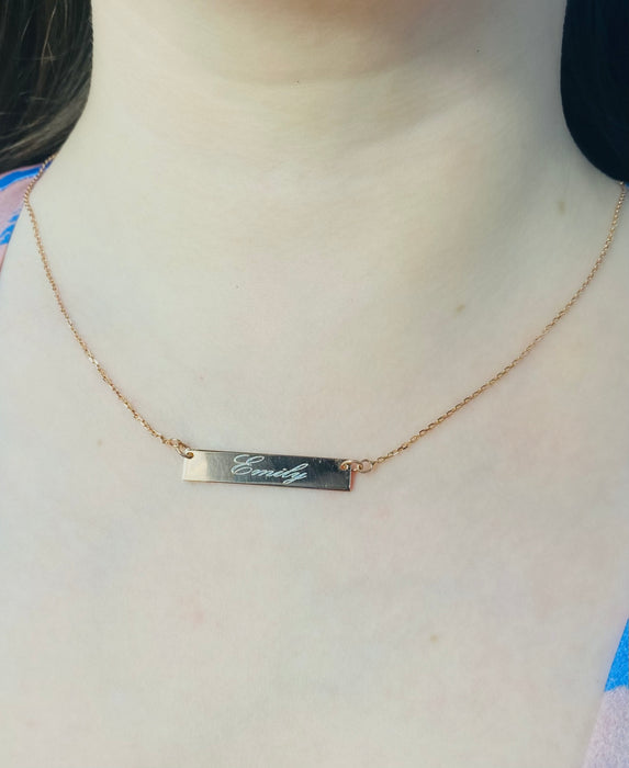 Silver .925 Rose Gold Plating Bar Necklace. kays jewelery, jewelery store, jewelery store near me, jewelery near me, jareds jewelery, jareds jewelery, jewelery sale, nameplate necklace, bar pendant with name, bar pendant with name, name necklace, gold chains for men, gold chains, mens necklaces, nameplate necklace, jewelery store in Brooklyn. 