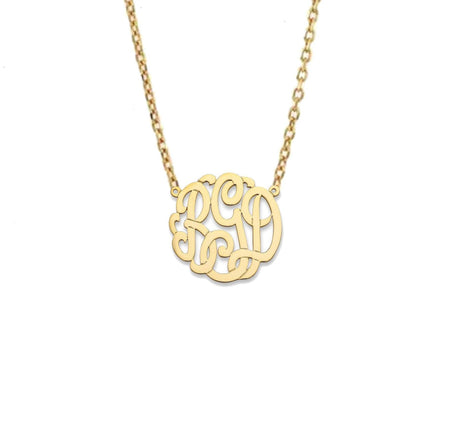 Monogram Gold Necklace Classic Script Small - Bargain Bazaar Jewelry