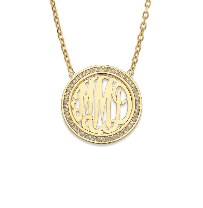 CZ Round Initial Jewelry Silver Plating Necklace - Bargain Bazaar Jewelry