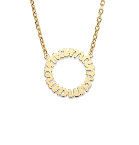 Script Round Monogram Necklace - Mama