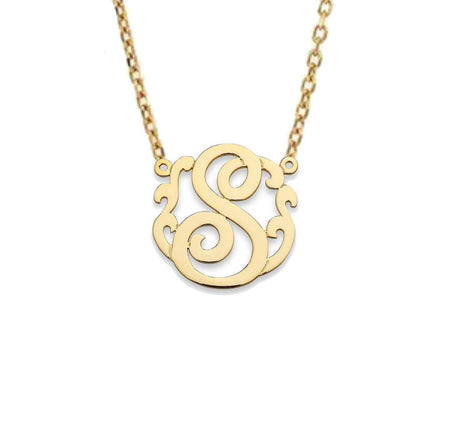 Script Monogram Initial Necklace - Bargain Bazaar Jewelry