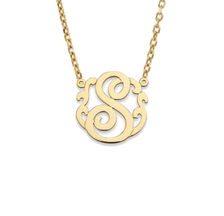 Script Monogram Initial Necklace - Bargain Bazaar Jewelry