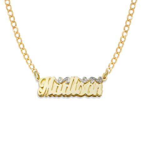 Script Gold Double Nameplate Necklace