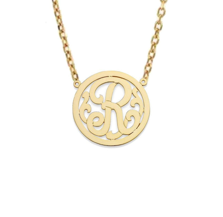 Round Script Monogram Initial Necklace