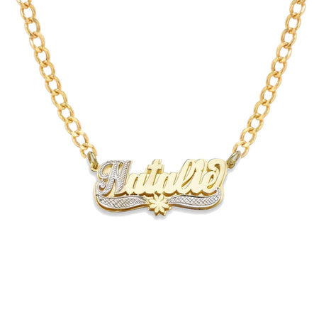 Flower Double Jewelry Nameplate Necklace - Bargain Bazaar Jewelry