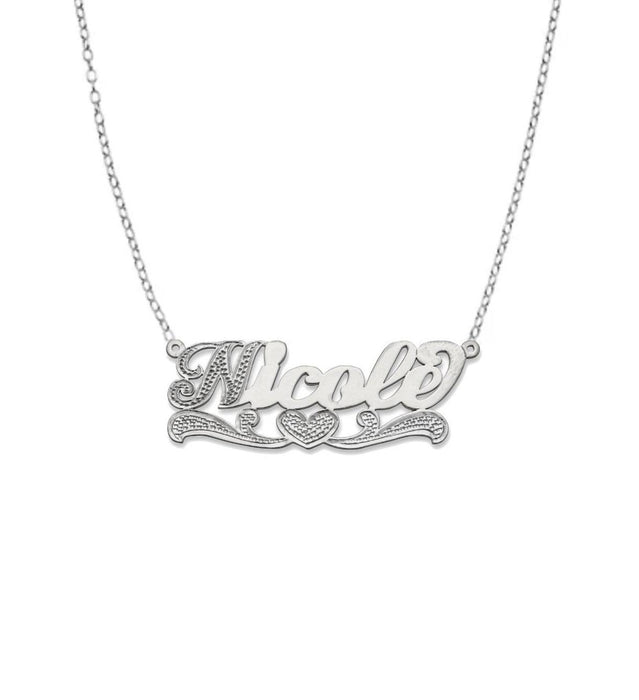 Heart 925 Sterling Silver Nameplate Necklace - Bargain Bazaar Jewelry