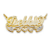 Script One Heart Gold Double Nameplate Necklace