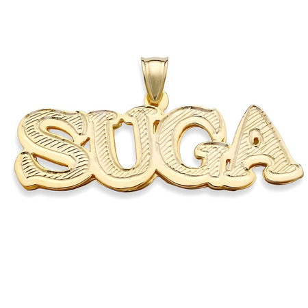 Gold Double Jewelry Nameplate Diamond Cut Necklace