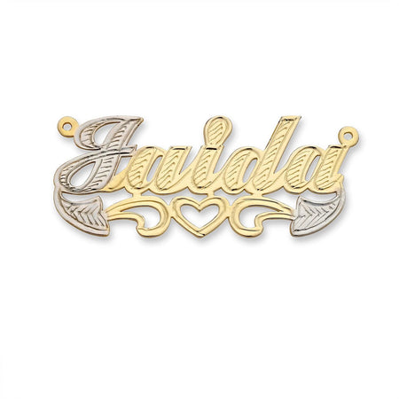 Heart Diamond Cut Gold Nameplate Necklace