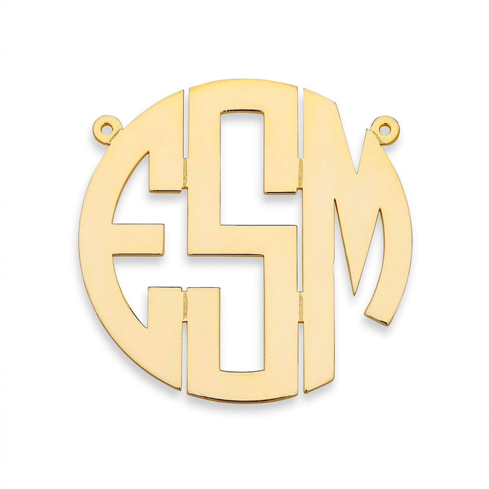 Block Three Initial Gold Monogram Necklace Large