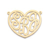 Heart Three Initial Monogram Gold Necklace