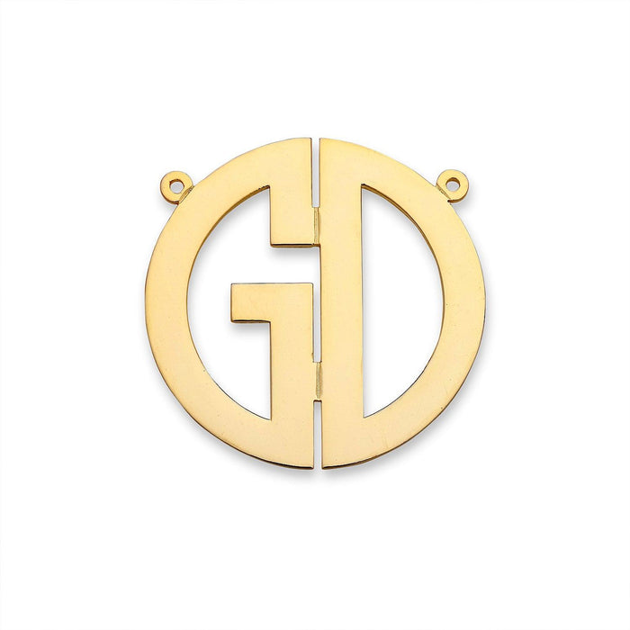 Medium Block Two Initial Gold Monogram Necklace