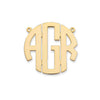 Block Three Initial Gold Monogram Necklace Medium