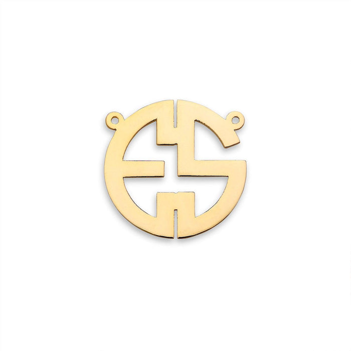 Small Block Two Initial Gold Monogram Necklace