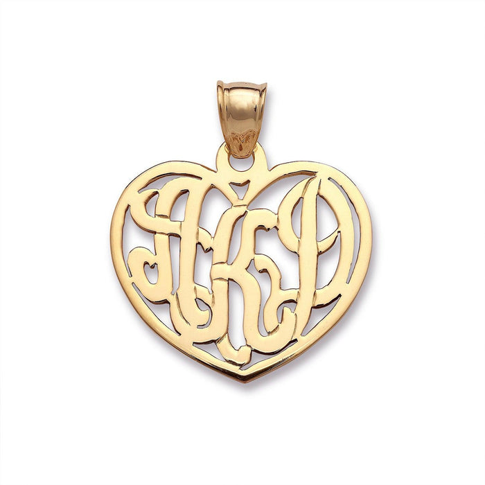 Heart Baltic Three Initial Monogram Gold Necklace
