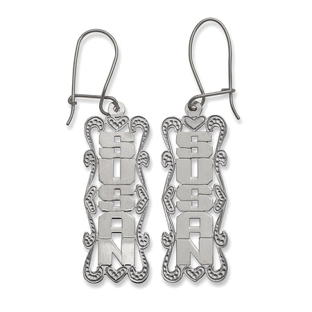 Vertical Block Name. 925 Sterling Silver Earrings