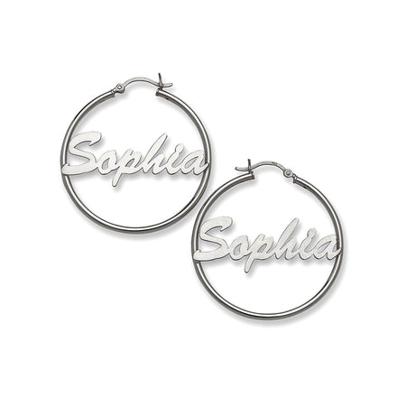 Thin Script. 925 Sterling Silver Hoop Earrings