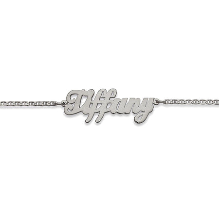 Personalized Script. 925 Sterling Silver Single Nameplate Bracelet - Bargain Bazaar Jewelry