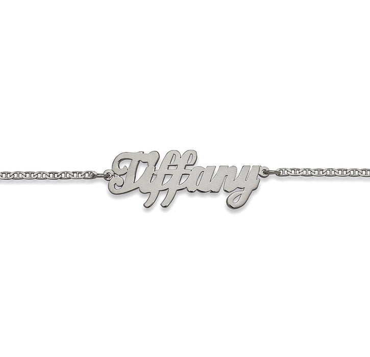 Personalized Script. 925 Sterling Silver Single Nameplate Bracelet - Bargain Bazaar Jewelry