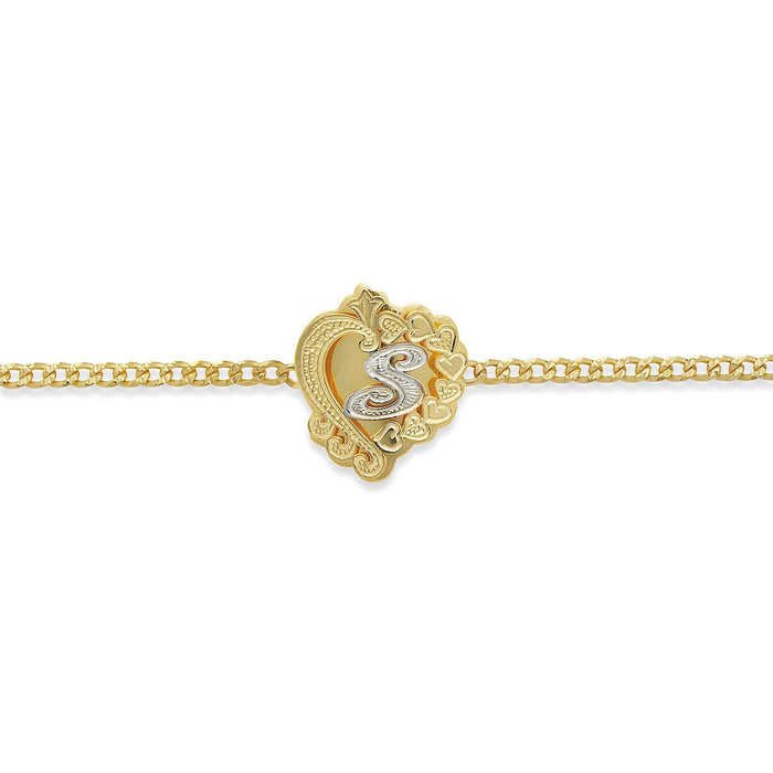 Initial Heart Gold Double Plate Bracelet