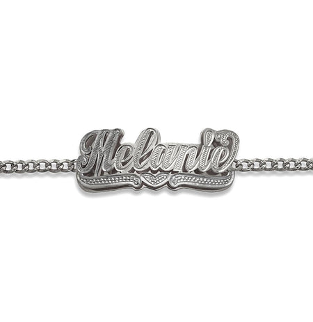 Personalized. 925 Sterling Silver Double Nameplate Heart Bracelet - Bargain Bazaar Jewelry