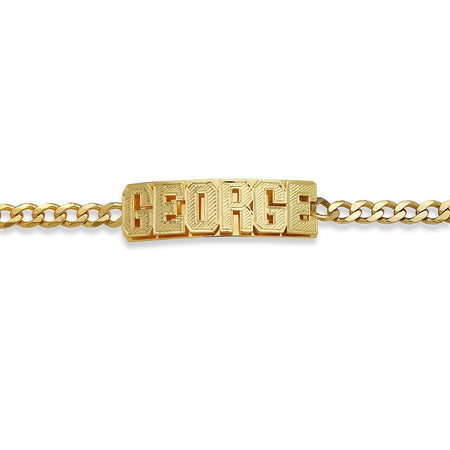 Personalized Block Gold Double Nameplate Bracelet - Bargain Bazaar Jewelry