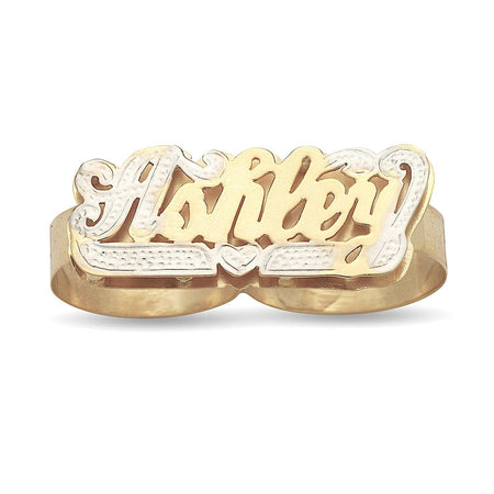 Script Two Fingers Heart Name Ring