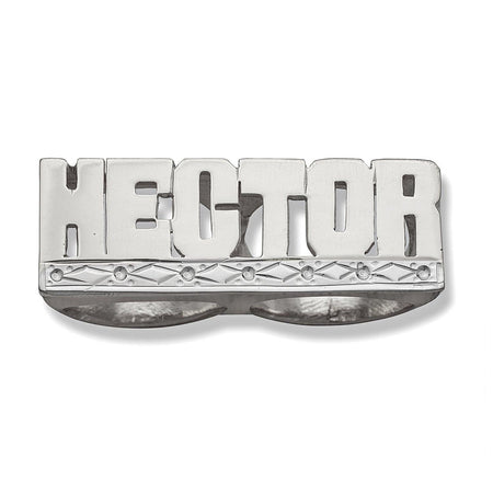 Block Two Fingers. 925 Sterling Silver Name Ring. 
