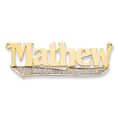 Gold Jewelry Nameplate Necklace with Diamonds/CZ Stone
