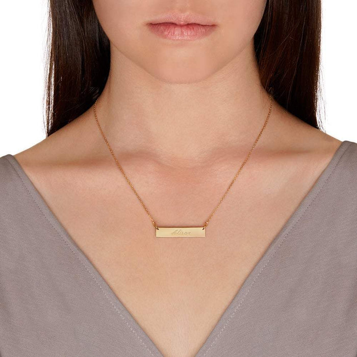 14K Yellow Gold Name Bar Necklace. kays jewelery, jewelery store, jewelery store near me, jewelery near me, jareds jewelery, jareds jewelery, jewelery sale, nameplate necklace, bar pendant with name, bar pendant with name, name necklace, gold chains for men, gold chains, mens necklaces, nameplate necklace, jewelery store in Brooklyn. 